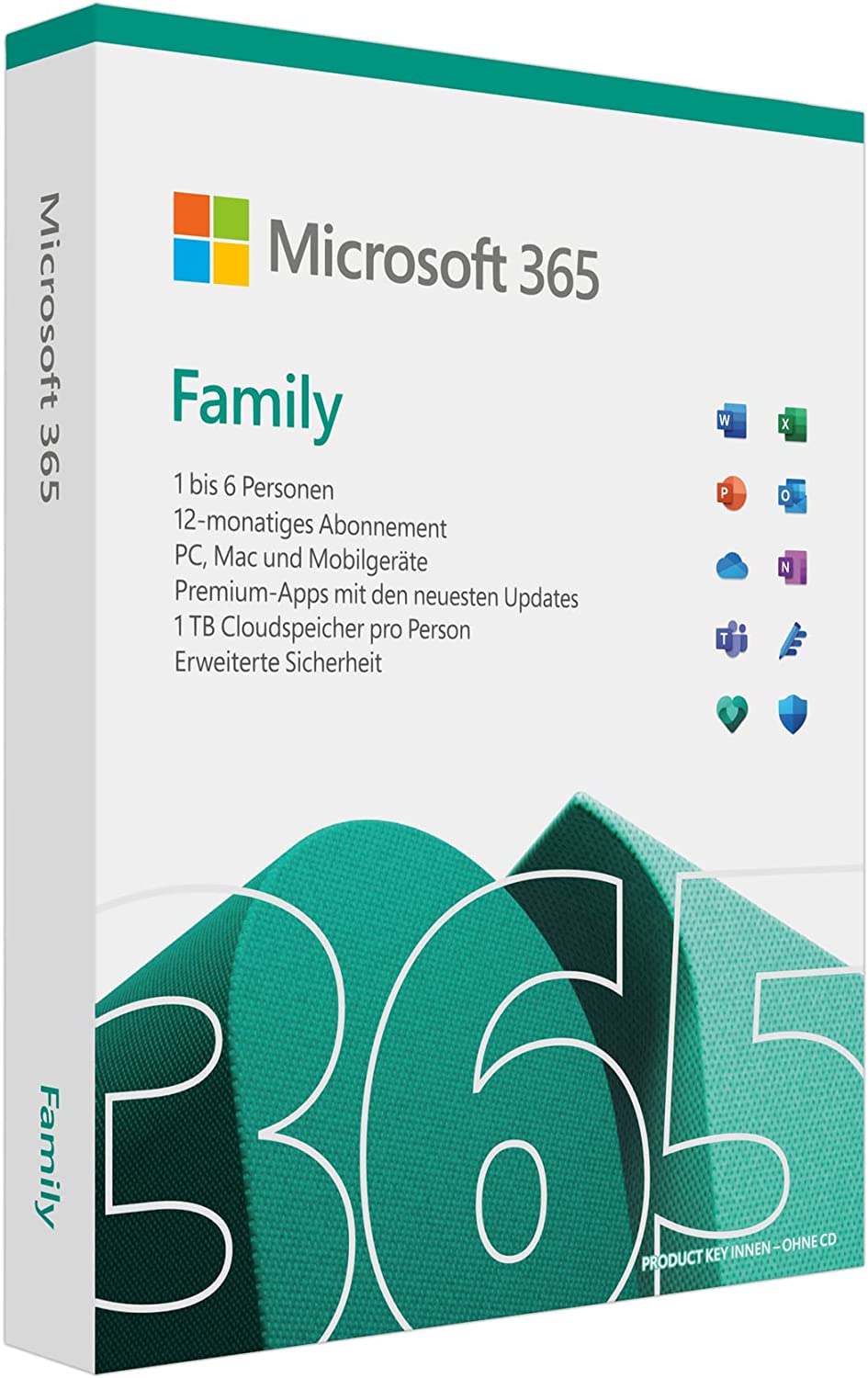 Microsoft 365 Family | 6 Nutzer | Mehrere PCs/Macs, Tablets und mobile Geräte | 1 Jahresabonnement |Box